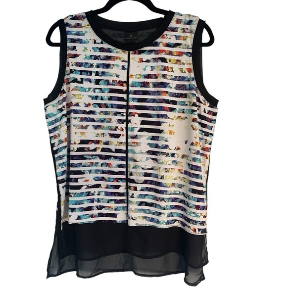 Worthington Tops - Worthington Sleeveless Multicolor Tiered Blouse Top Large Career Business Casual
